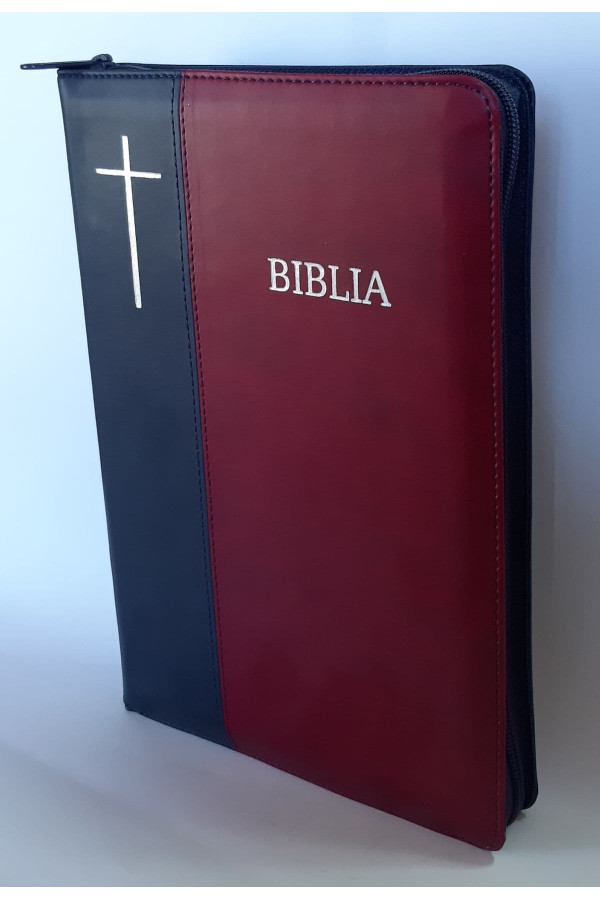 Biblia mare 076 ZTI visiniu-bleumarin, fermoar