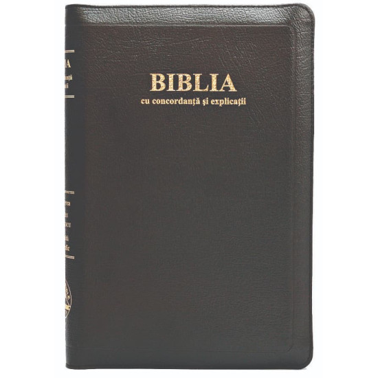 Biblia cu concordanta si explicatii mare, 077 ZTI, coperta piele neagra, fermoar, index