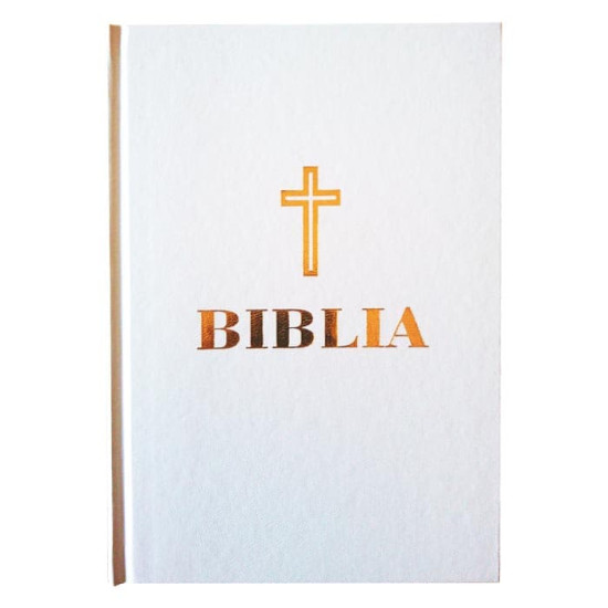 Biblia ortodoxa, medie, coperta cartonata alba, cu margini aurite 073 (cu aprobarea Sf. Sinod)